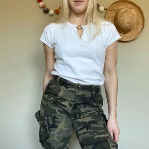 💖 3 for $35 Energie White Cutout Fitted Tee Shirt Size XL